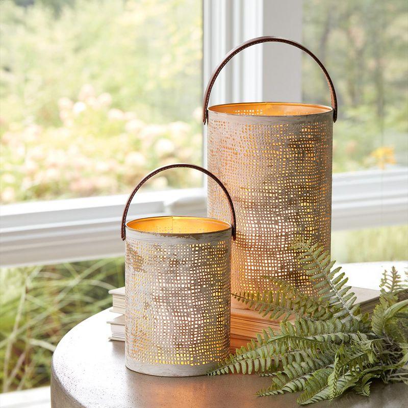 Melrose Abstract Metal Candle Lantern (Set of 2)