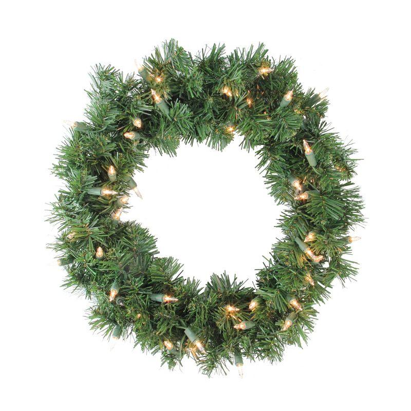 Allstate Floral Pre-Lit Deluxe Windsor Pine Artificial Christmas Wreath - 16" - Clear Lights