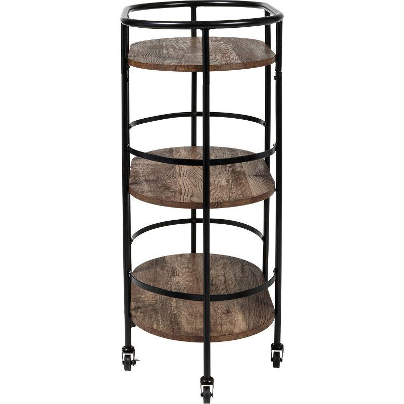 Honey-Can-Do 3 Tier Oval Bar Cart Walnut: Indoor Serving Drink Cart with Steel Frame, Fixed Shelves, 34.8" Height