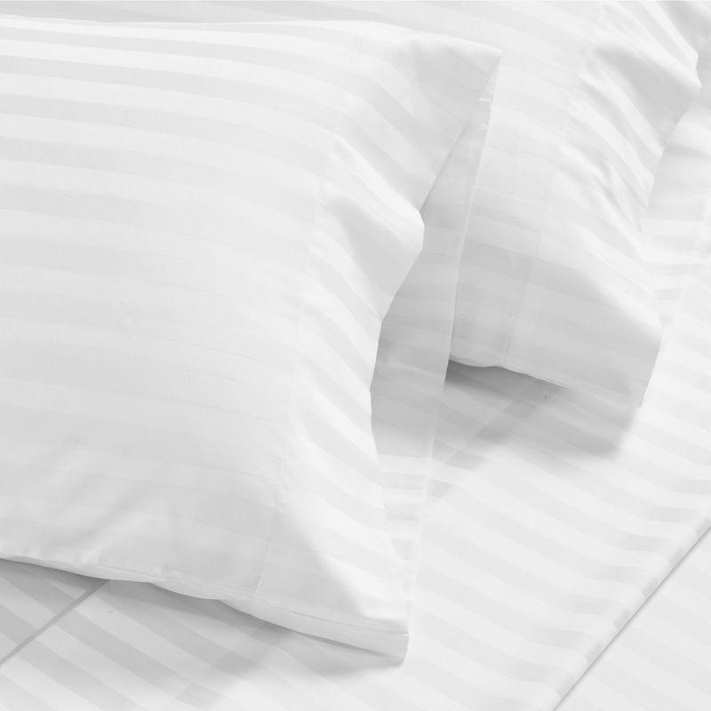 Elegant Striped Cotton-Satin Standard/Queen Pillowcase Set - Hypoallergenic