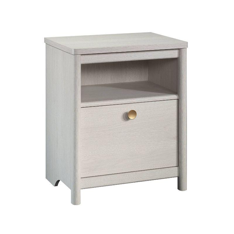 Dover Edge 1 Drawer Nightstand with Shelf Glacier Oak - Sauder: Mid-Century Modern Bedside Table, Laminated Surface, Metal Hardware