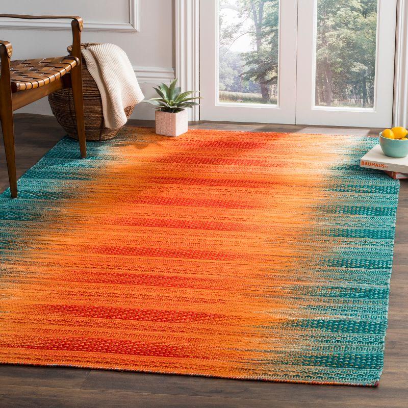 Teal and Red 4' x 6' Handmade Wool Kilim Area Rug