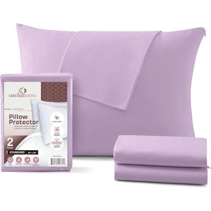 100% Cotton Zippered Pillow Protector (2 pck) Standard - Lavender