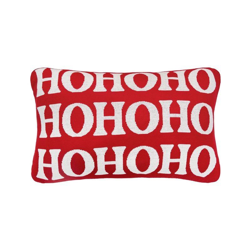 Ho Ho Ho Reversible Knitted Throw Pillow