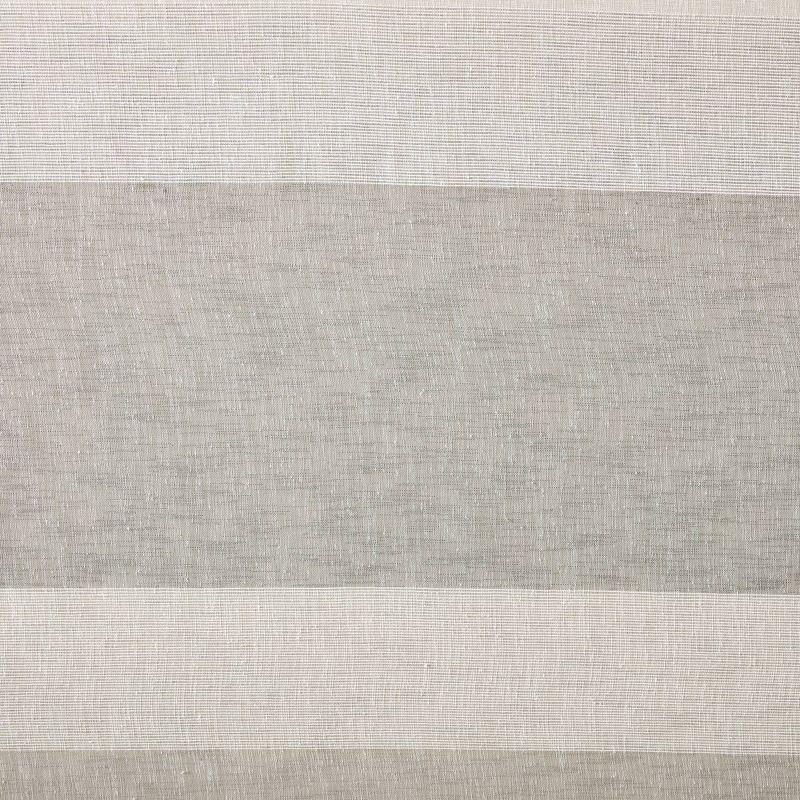 Neutral Faux Linen Striped Sheer Grommet Curtain Panel