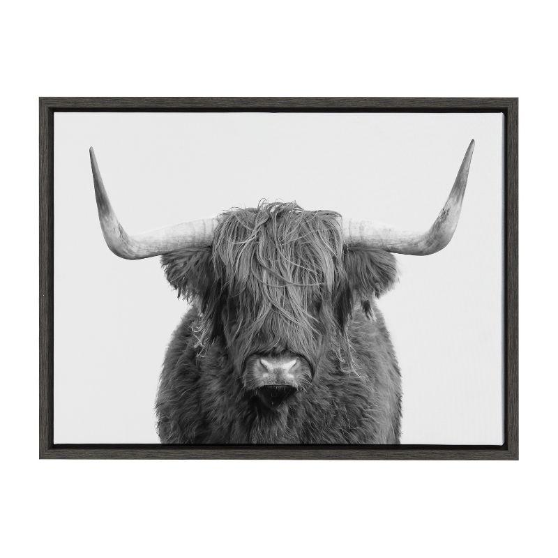 Kate and Laurel Sylvie Highland Cow Portrait Framed Canvas by Amy Peterson Art Studio