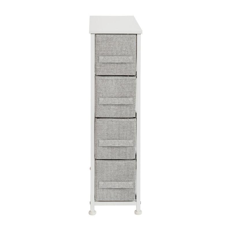 Malone 4 Drawer Vertical Slim Storage Dresser-Wood Top & Fabric Pull Drawers