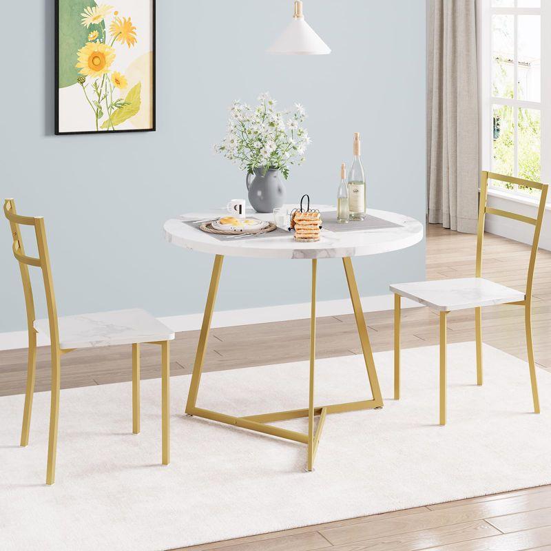 Dining Table Set for 2, Kitchen Table & Chair Sets for 2, Round Kitchen Table for Small Space, Apartment, Breakfast Nook