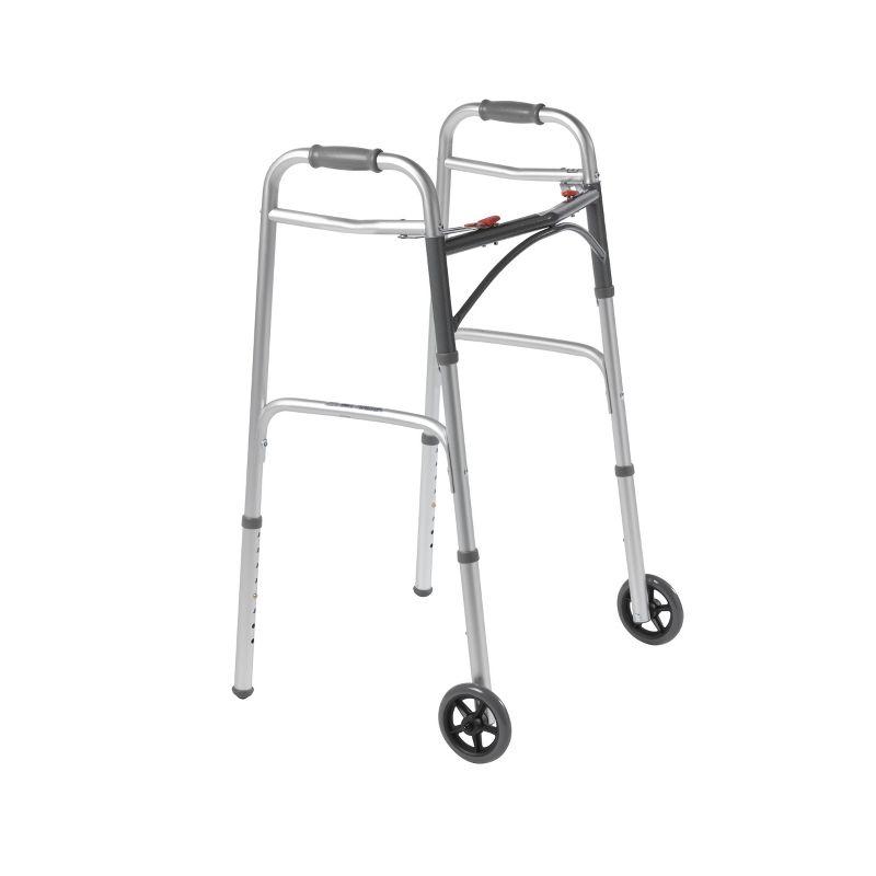 Drive Medical PreserveTech Deluxe Two Button Folding Walker with 5" Wheels