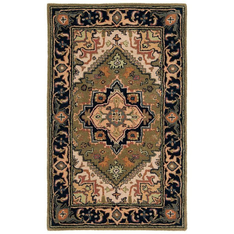 Hand-Tufted Heritage Green & Light Brown Wool Area Rug - 4' x 6'