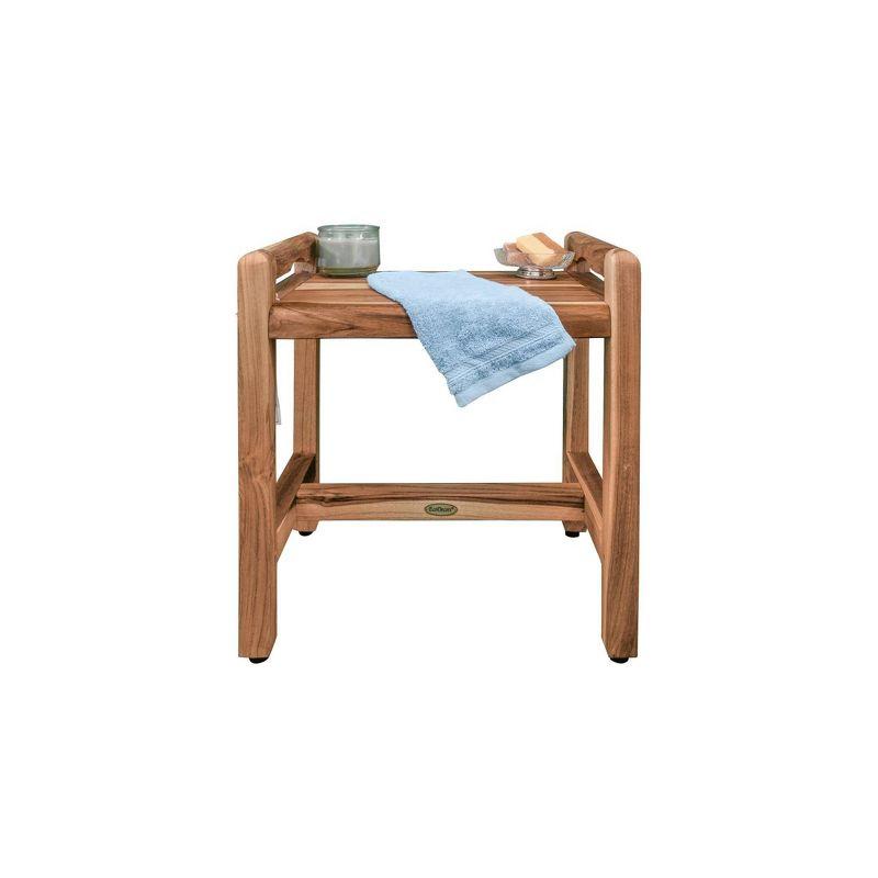 20" Eleganto ED982 Wide Teak Shower Bench with Handles - EcoDecors