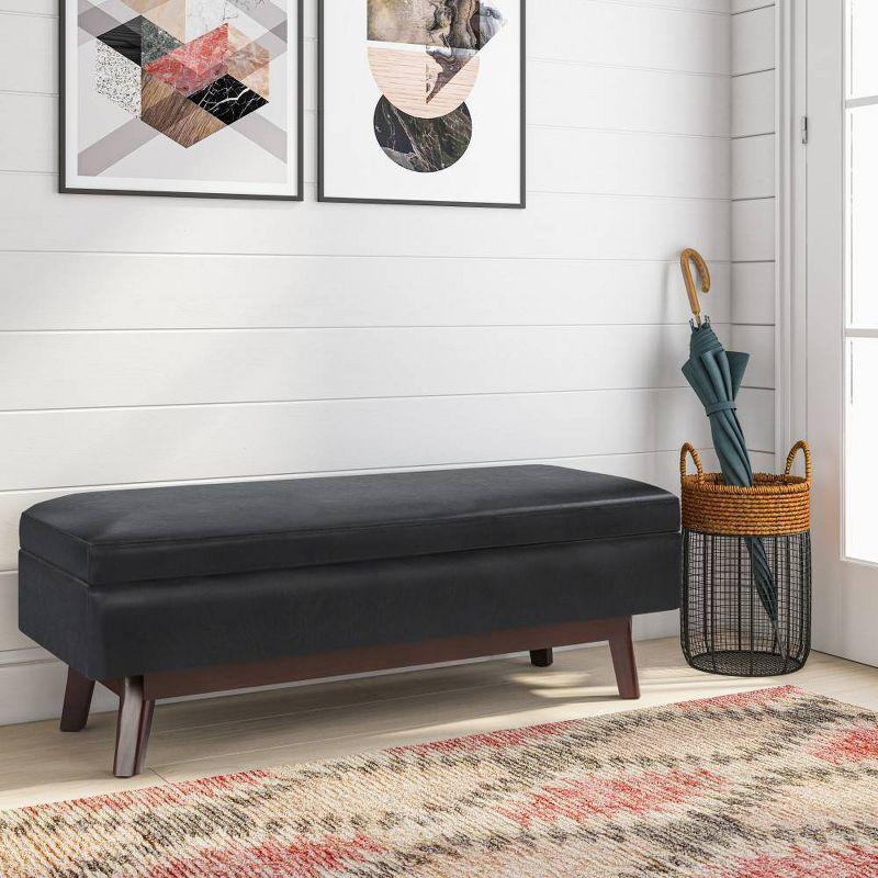 Ethan Midnight Black Faux Leather Storage Ottoman