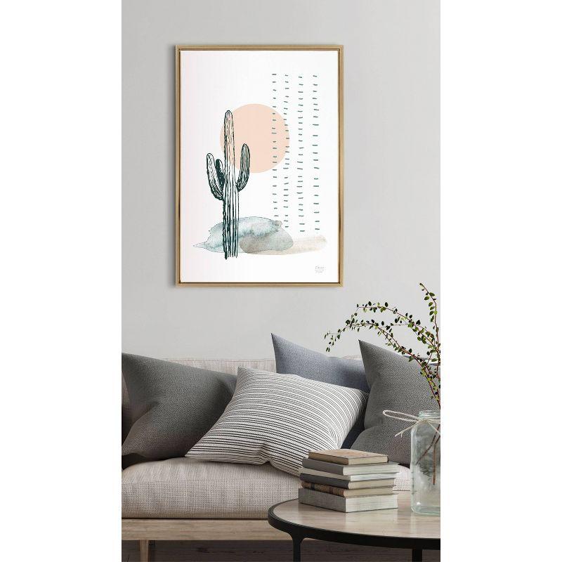 23" x 33" Sylvie Desert Cactus Framed Canvas by Statement Goods - Kate & Laurel All Things Decor