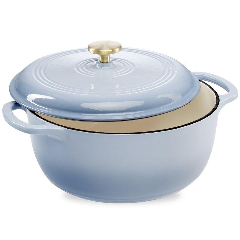 Enamel Cast-Iron Dutch Oven, Heavy-Duty Cookware w/ Dual Handles, Lid