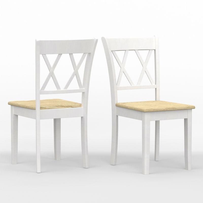 Sustainably-Sourced Cross Back Solid Wood Dining Chairs in White/Natural (Set of 2)