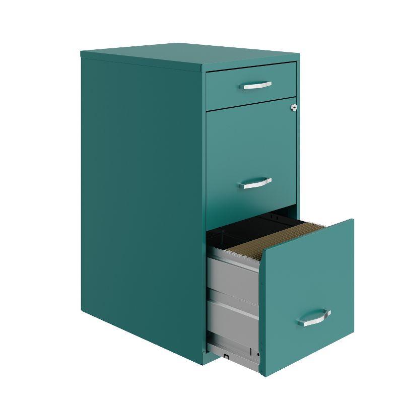 Turquoise Blue 3-Drawer Legal Size Lockable Pedestal File Cabinet