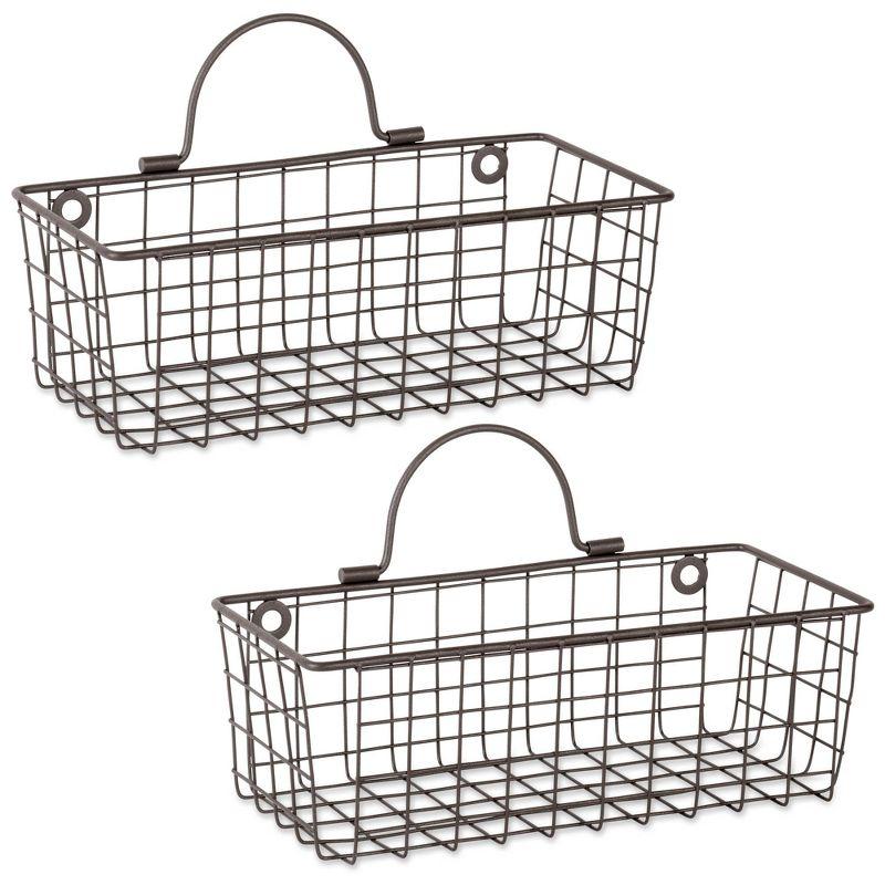 Asst Rustic Bronze Wire Wall Basket Set/2