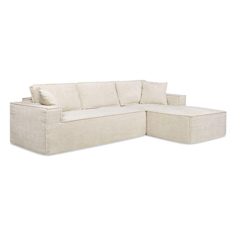 Brenley Light Beige Fabric Sectional Sofa with Removable Cushions