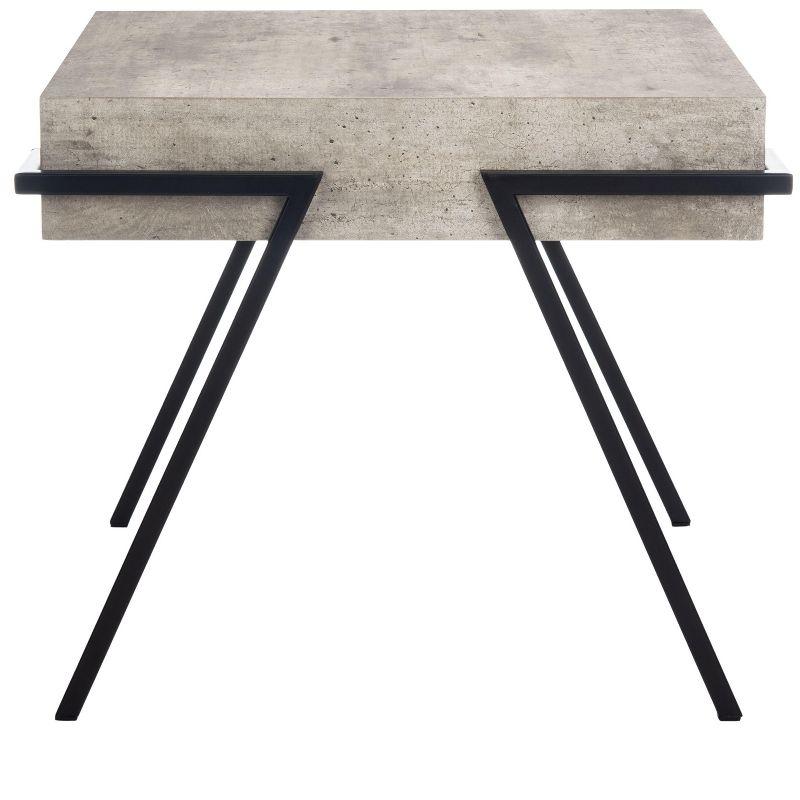 Transitional Jett 20" Square Light Grey Wood & Black Metal Accent Table