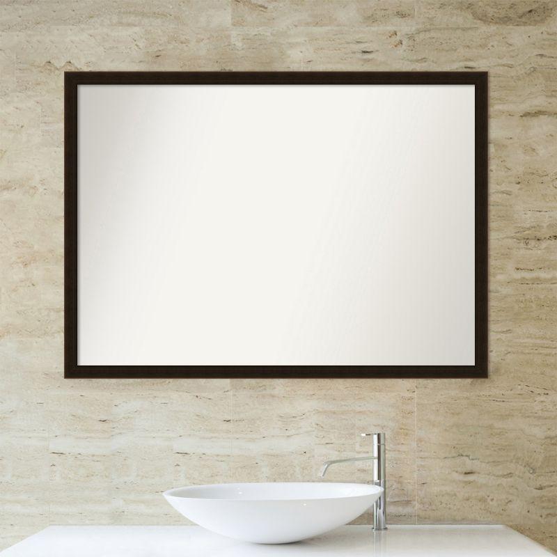Amanti Art Espresso Brown Non-Beveled Wood Bathroom Wall Mirror 29 x 40 in.