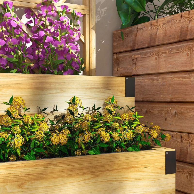 Outsunny 2 Tier Trellis Planter, Wooden Vegetable Garden Bed with Metal Corners for Vegetables, Flowers, Herbs, Natural