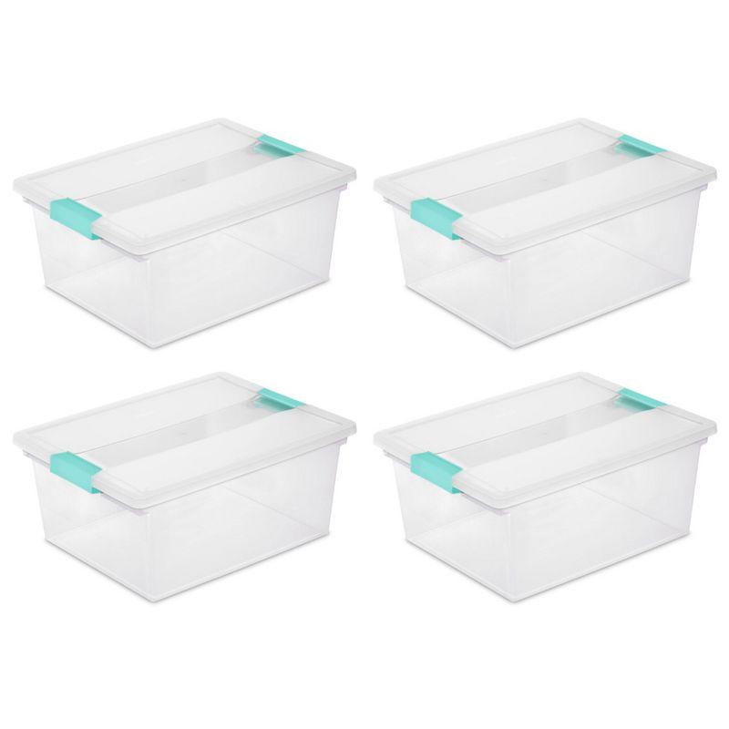 Sterilite Sterilite Plastic Stackable Storage Bin w/Clear Latch Lid (Set of 6)