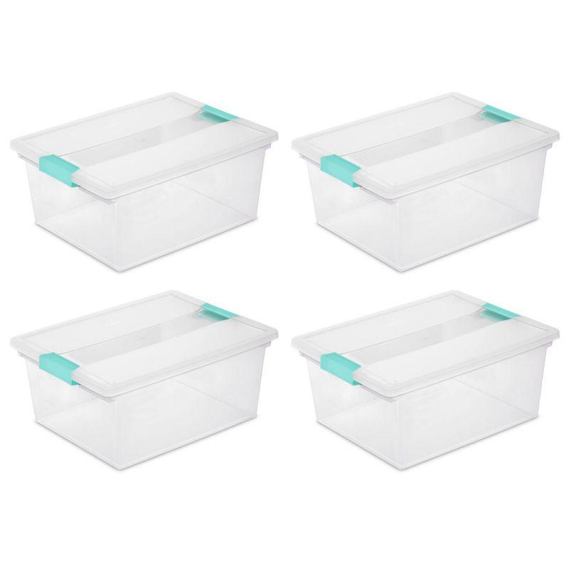 Clear Plastic Stackable Storage Bin with Latching Lid, 14" x 11"