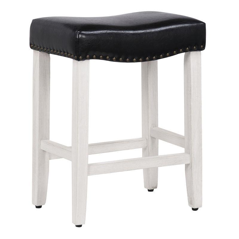 Modern Farmhouse 24" Black Leather Saddle Seat Counter Stool