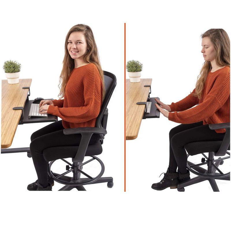 Stand Up Desk Store Clamp-On Retractable Adjustable Keyboard Tray / Under Desk Keyboard Tray | Increase Comfort And Usable Desk Space | For Desks Up To 1.5"