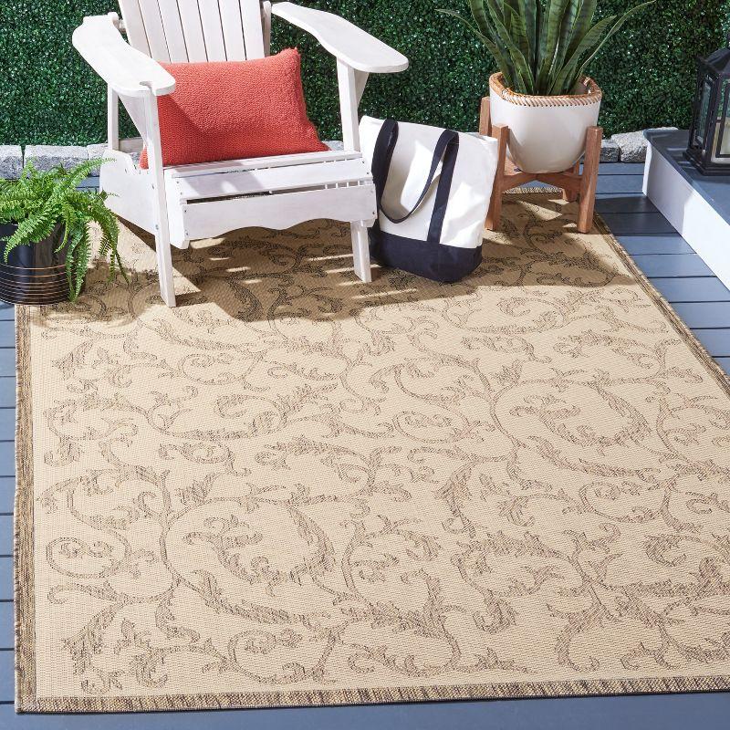 Natural Brown Round Synthetic Easy-Care Outdoor Rug 31"