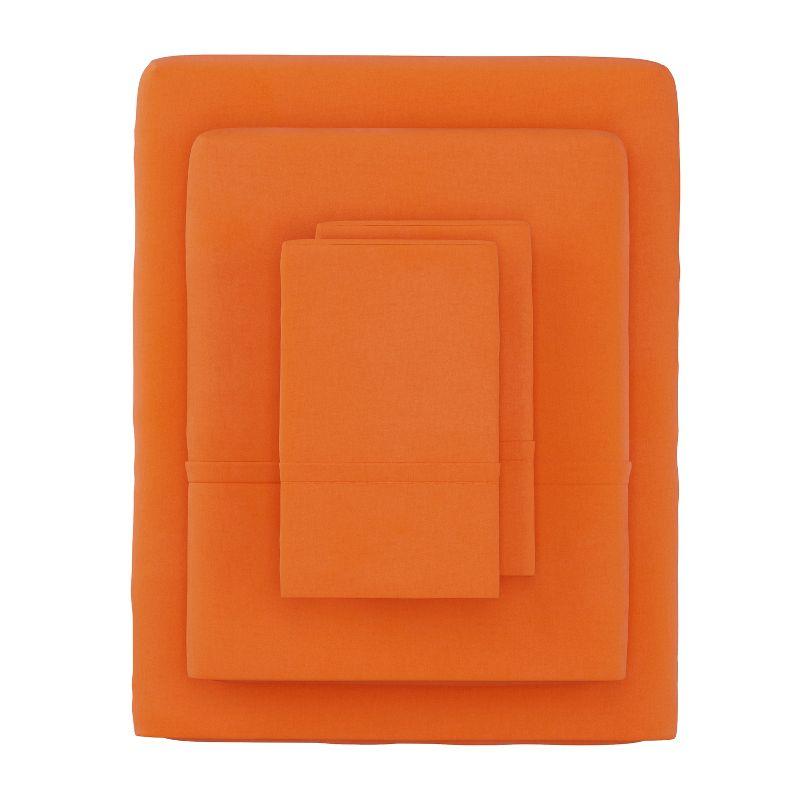 Hastings Home Queen Size Brushed Microfiber 4 Piece Bed Sheet and Linen Set with Stain Resistant Fitted and Flat Sheets - Orange