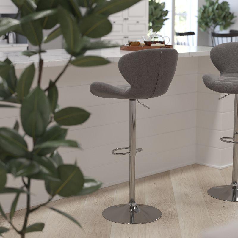 Contemporary Charcoal Swivel Barstool with Adjustable Wood & Metal Base