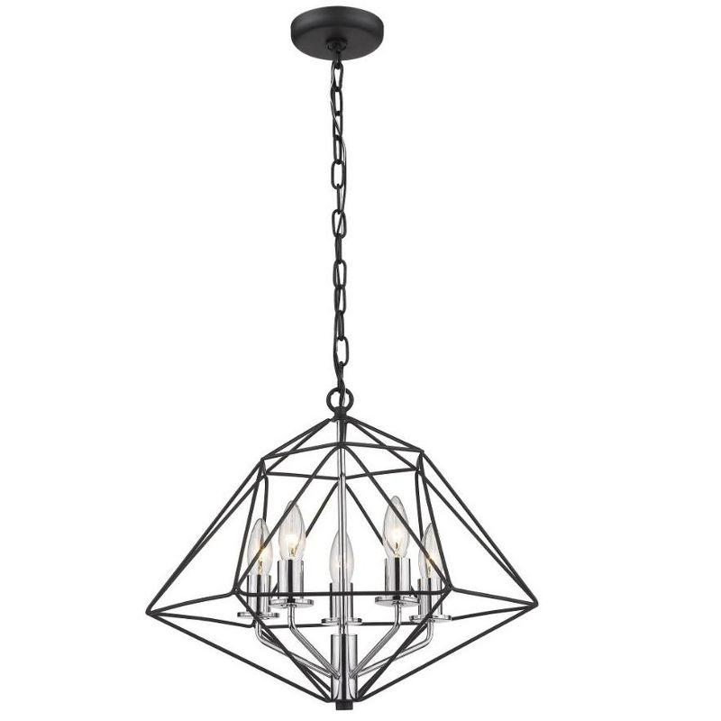 Z-Lite Geo 5 - Light Chandelier in  Matte Black/Chrome