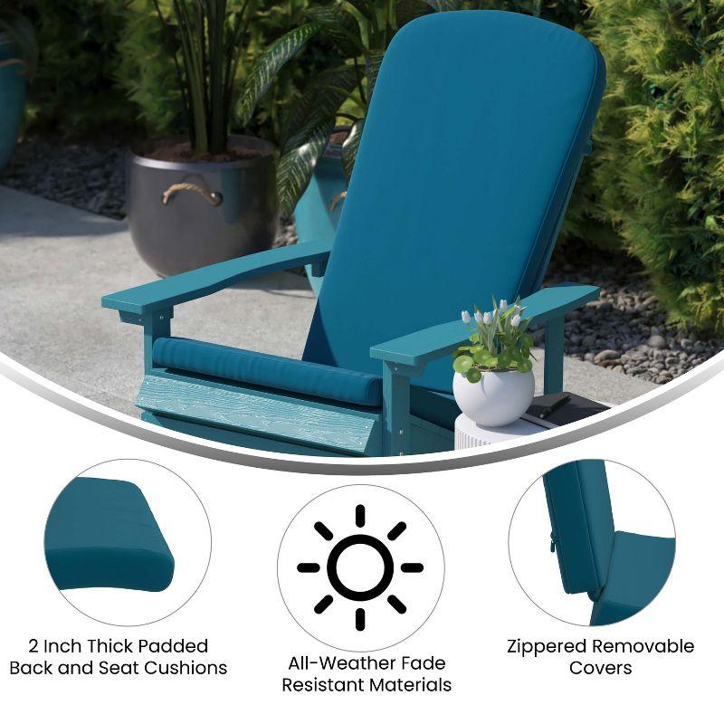 Flash Furniture Charlestown Set of 2 All Weather Indoor/Outdoor High Back Adirondack Chair Cushions, Patio Furniture Replacement Cushions