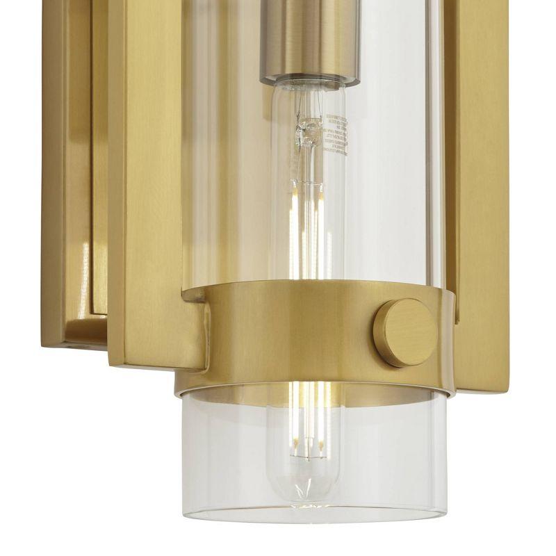 Possini Euro Design Derina Modern Wall Sconce Warm Gold Metal Hardwire 7" Fixture Clear Glass Shade for Bedroom Bathroom Bedside
