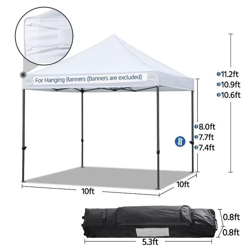 White Heavy-Duty Waterproof Pop-Up Canopy Tent 10'x10'