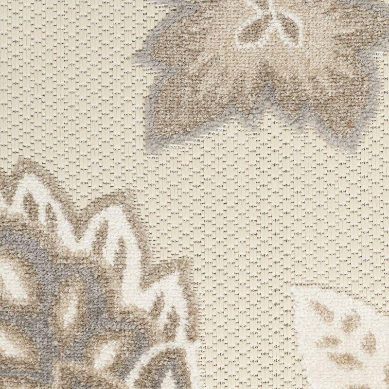 Nourison Aloha Floral Farmhouse Flatweave High-Low Indoor Outdoor Area Rug Beige 2'8" x 4'