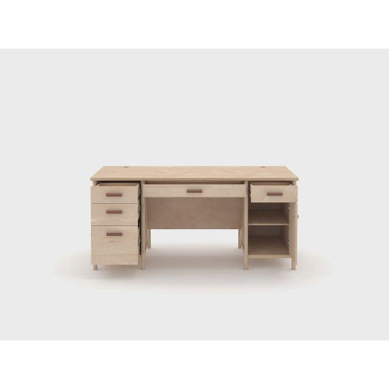 Whitaker Point Executive Desk Natural Maple - Sauder: Home Office Furniture with Storage & Keyboard Tray