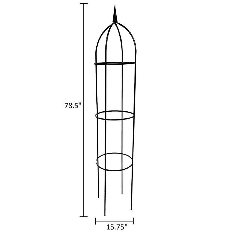 78.5" Black Powder-Coated Steel Garden Obelisk