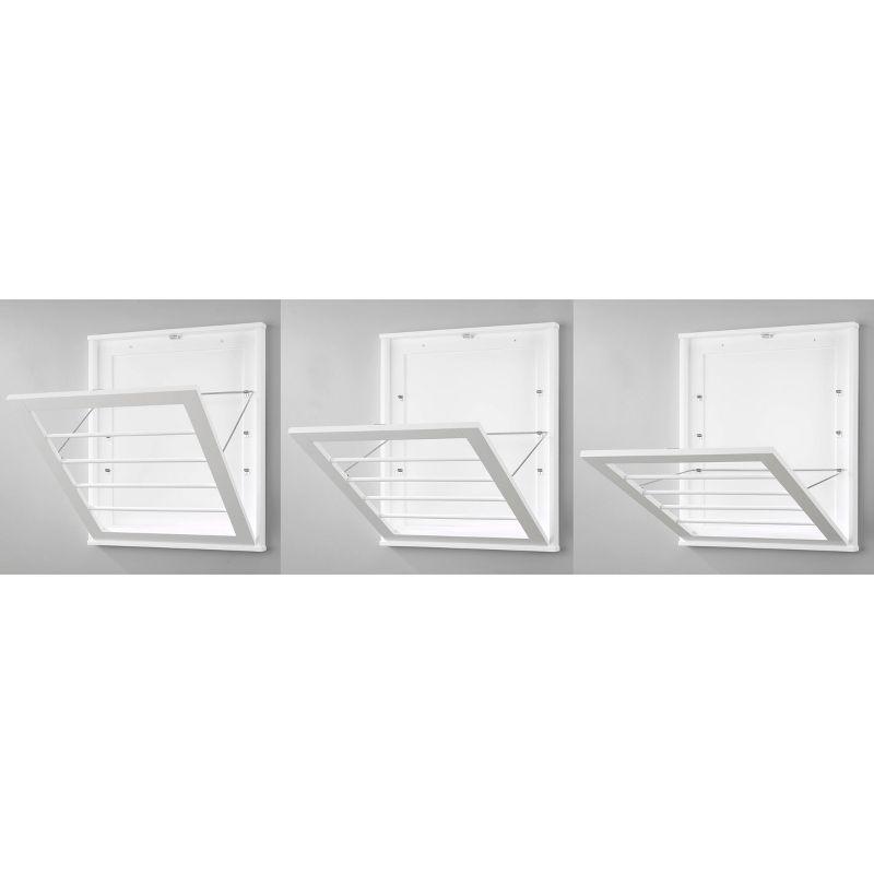 Whitmor Wall Mounted Wood Drying Rack White: Folding Clothes Dryer, 40 lb Capacity, 25" Surface Area