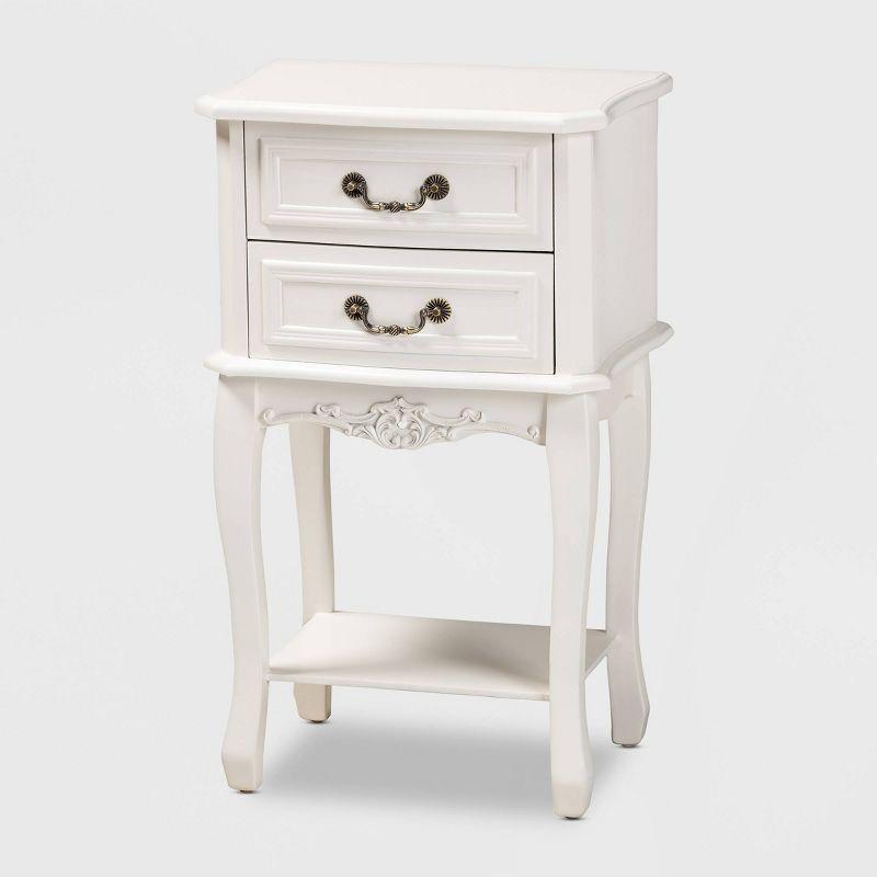 Gabrielle 2 Drawer Wood Nightstand White/Brass - Baxton Studio
