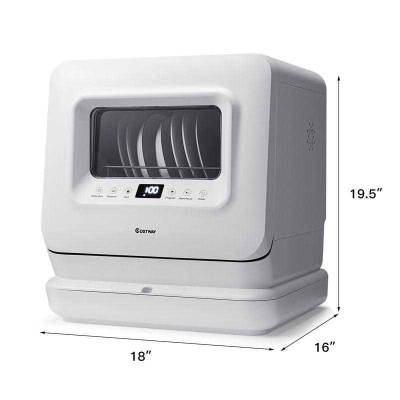 Costway Portable Countertop Dishwasher Compact Dishwashing Machine w/7.5L Openable Water Tank & Inlet Hose