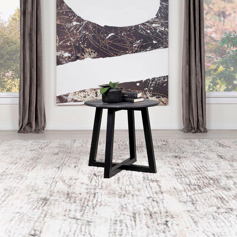 Coaster Home Furnishings Skylark Round End Table with Marble-Like Top Letizia and Light Oak