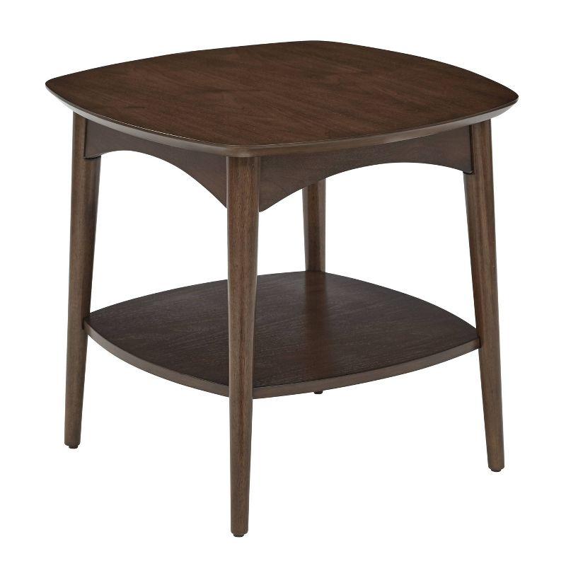 Copenhagen Accent Table Walnut - OSP Home Furnishings: Mid-Century 2-Tiered, Square, Wood Construction