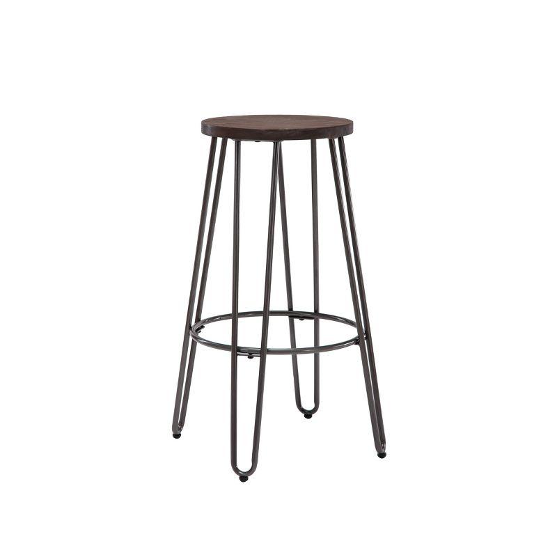 30" Quinn Natural Metal and Wood Backless Barstool