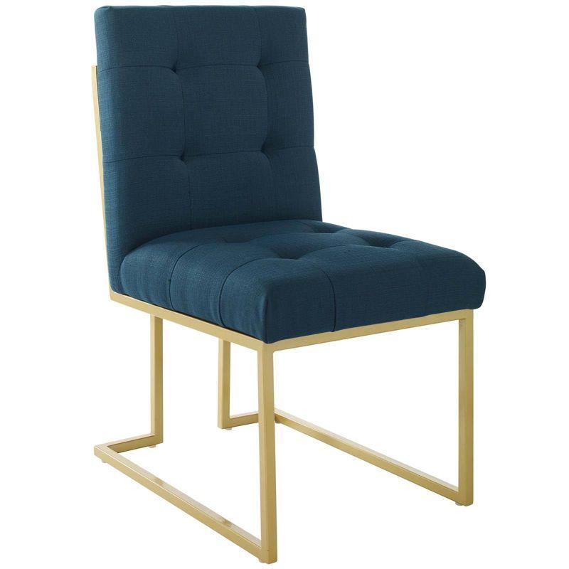 Privy Gold Azure Stainless Steel Upholstered Dining Accent Chair Set