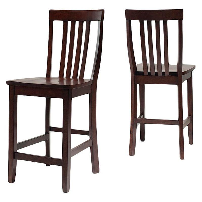 Vintage Mahogany Schoolhouse 24" Counter Stools - Set of 2