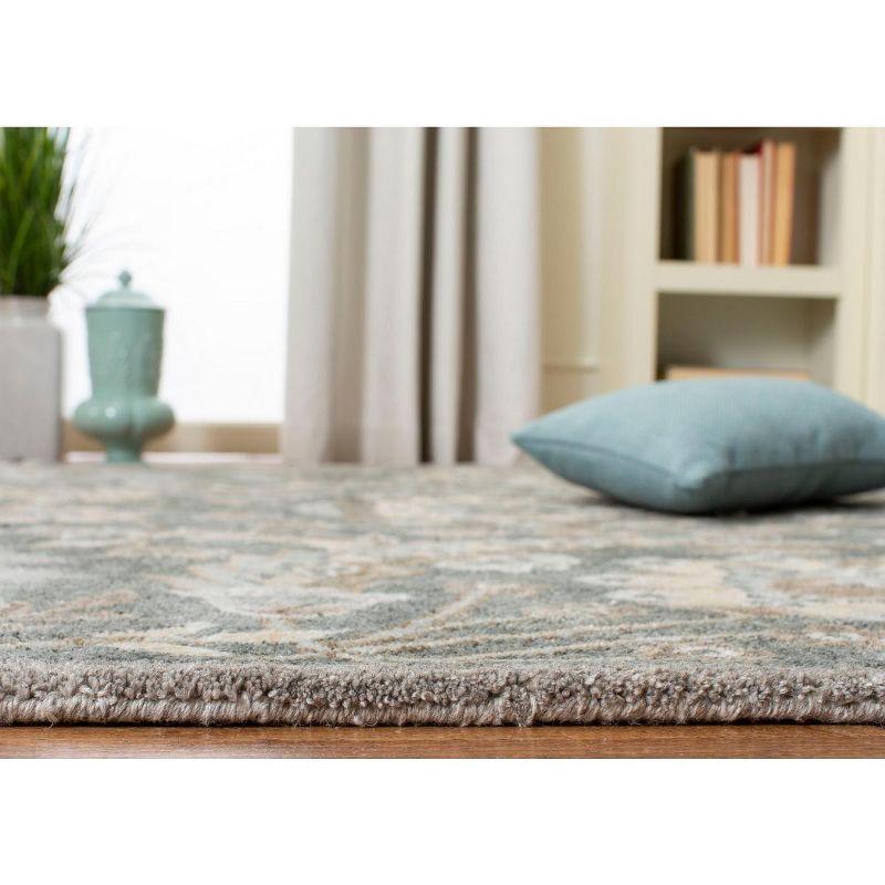 Handmade Grey and Multi Wool Viscose Tufted Runner Rug