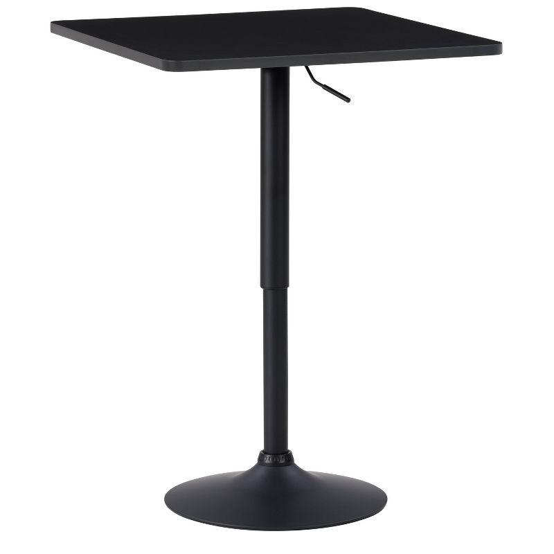 Black Adjustable Height Square Wood Bar Table