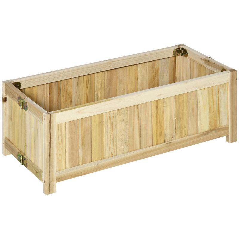 Outsunny 28'' x 12'' Foldable Raised Garden Bed, Wooden Planter Box,  Herb Garden Planter for Backyard, Patio to Grow Vegetables, Herbs, and Flowers
